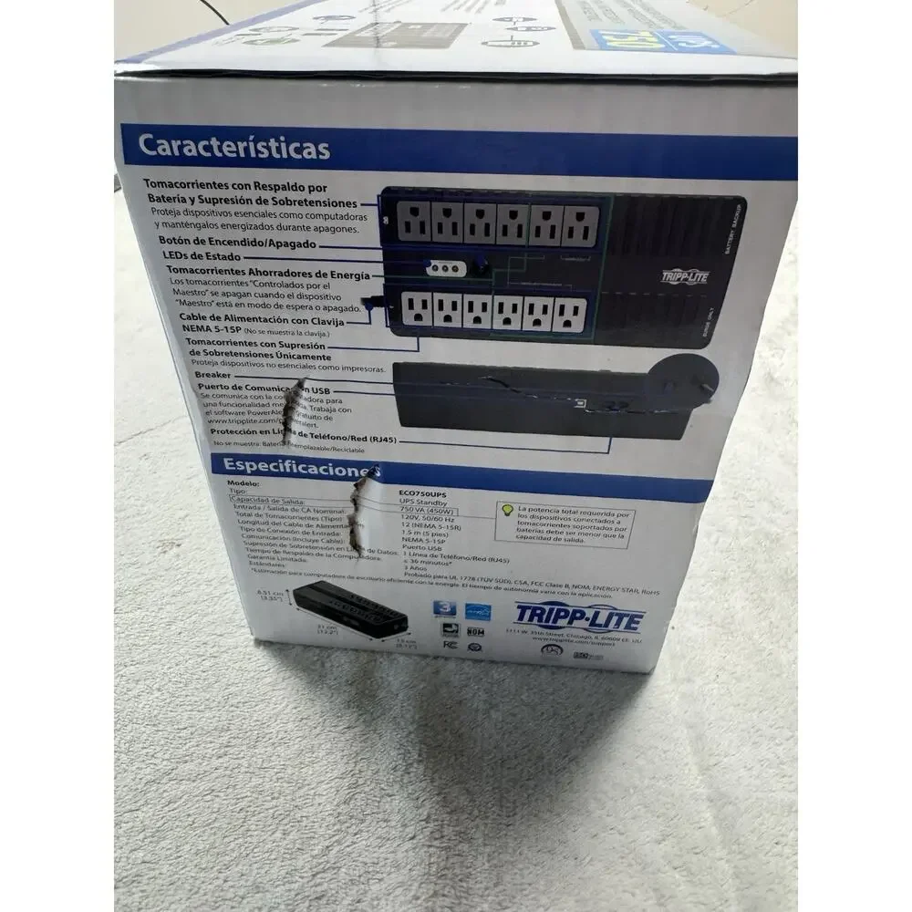 Tripp Lite ECO750UPS 750VA 450W UPS Battery Backup 12 Outlet NEW SEALED